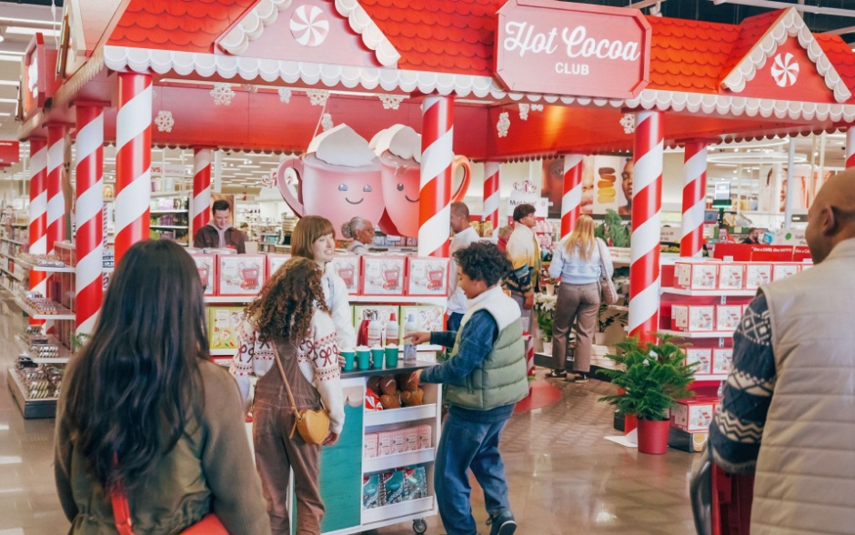 people at a Target holiday display