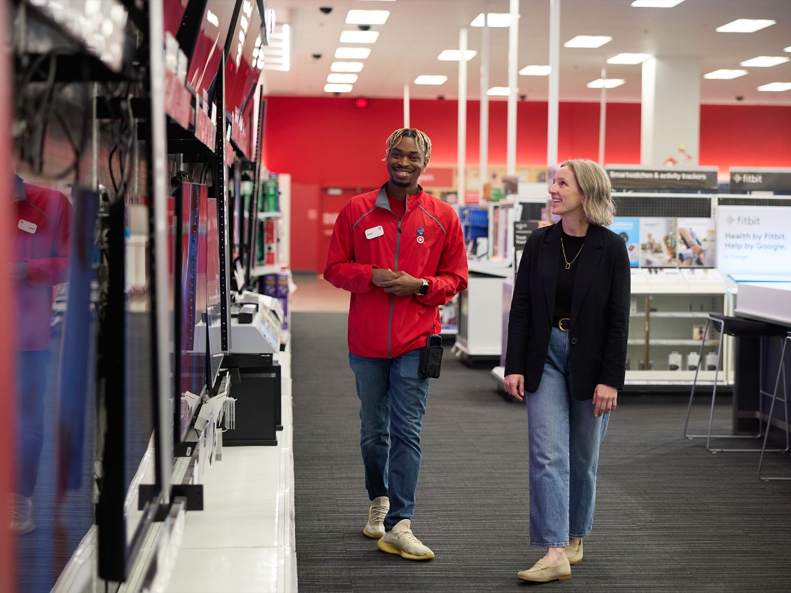 a man and a woman in a store