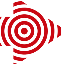 A red and white arrow with bullseye logo