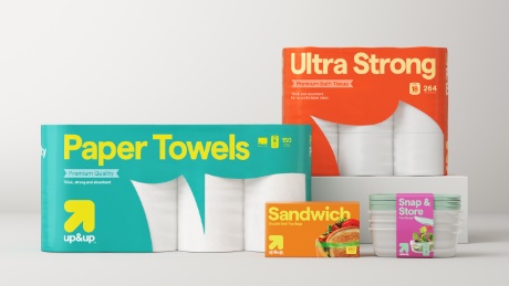 up&up Household Essentials including Paper Towels, Bath Tissue, Sandwich Bags and Food Storage Containers.