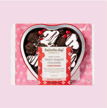 A package of Favorite Day heart-shaped chocolate grillable brownies.
