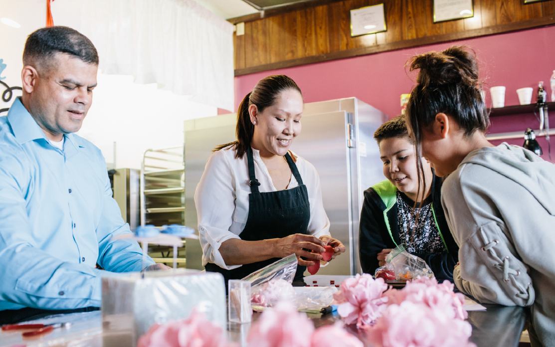 A family participates in a DreamSpring event.