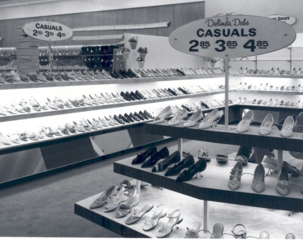 a store with shoes on display