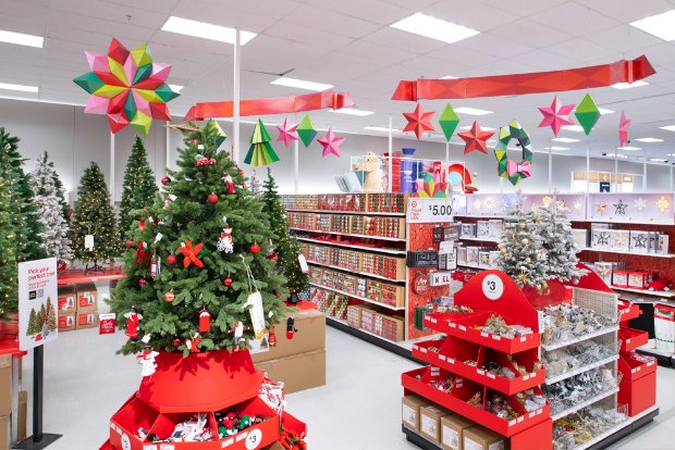 a store with christmas decorations