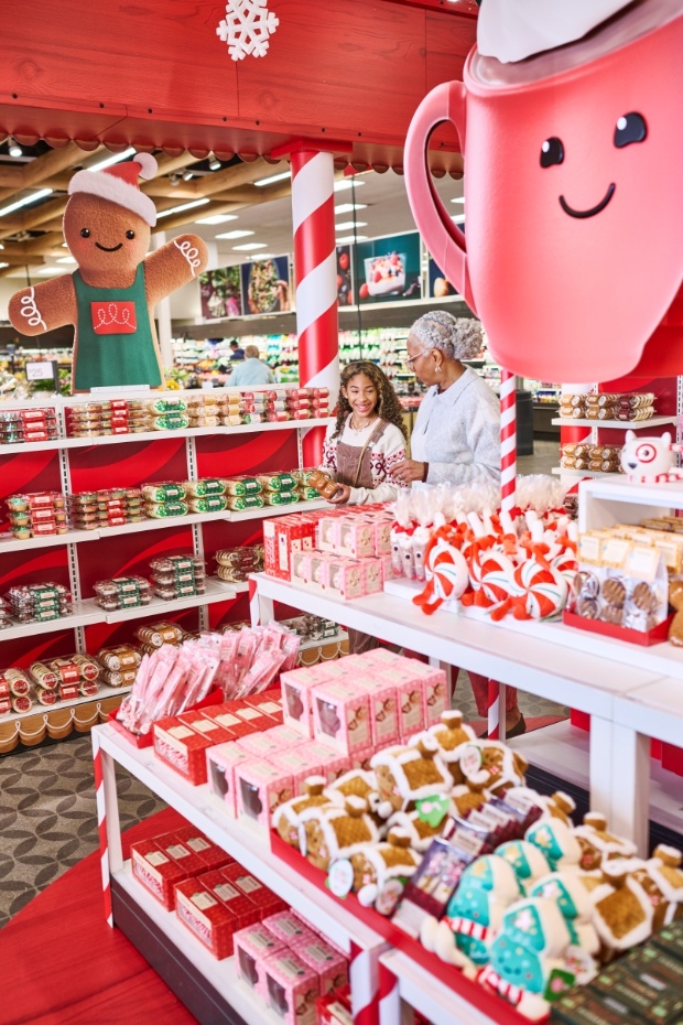 A detailed view of the Hot Cocoa Club display inside a Target store.