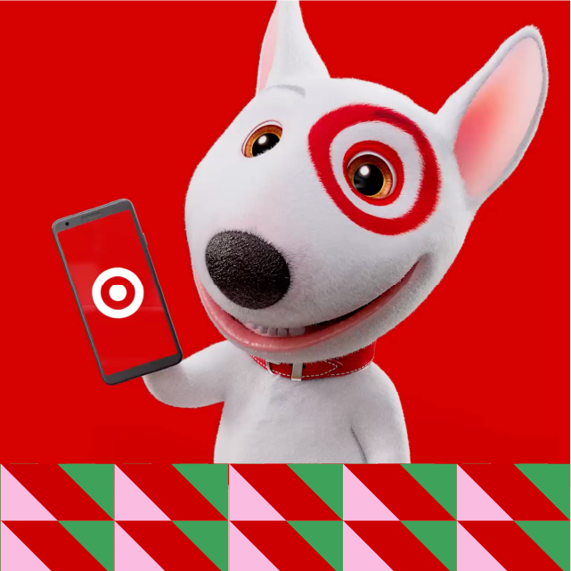 A cartoon Target Bullseye dog holds a mobile phone next to the words "Cyber Monday Deals" and "2 days only!"