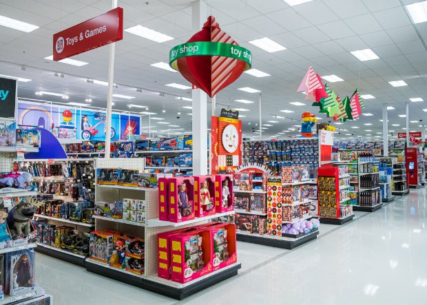 a store with a large display of toys