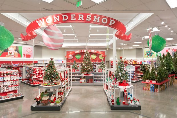 a store with christmas decorations