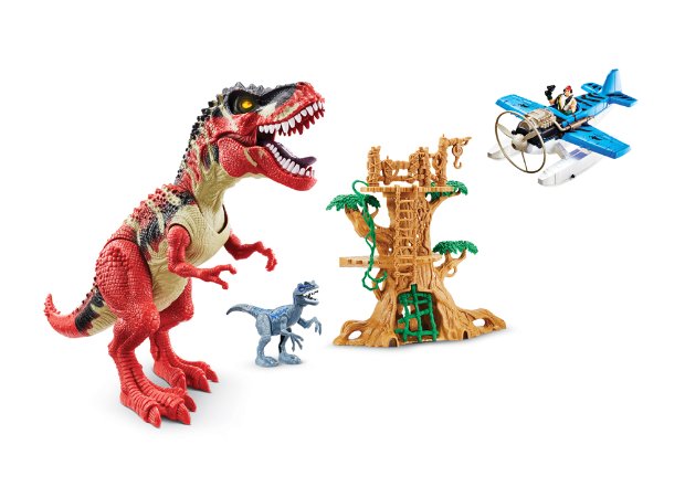 a group of toy dinosaurs