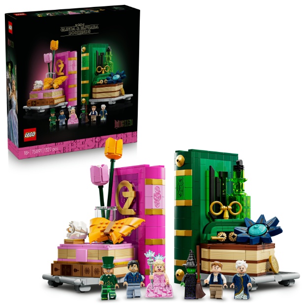 Lego set from Wicked: For Good of Glinda & Elphaba Bookends