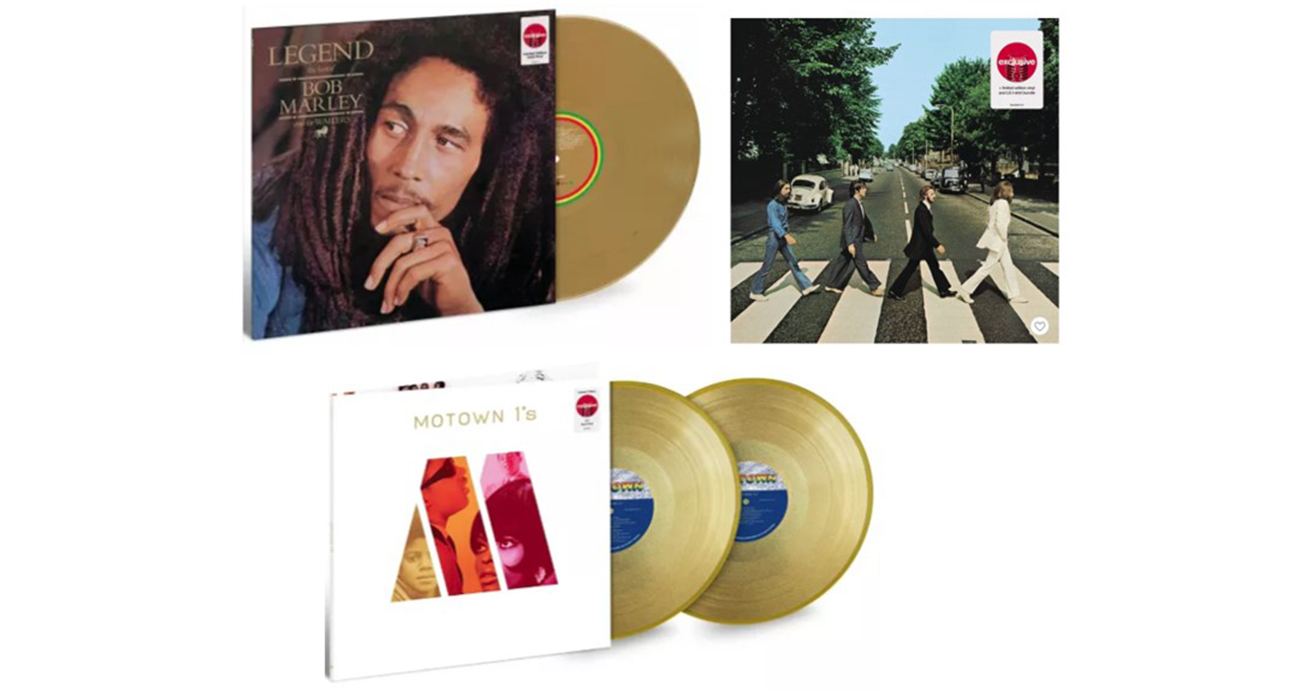 Album covers for Bob Marley, The Beatles and Motown No. 1 Hits