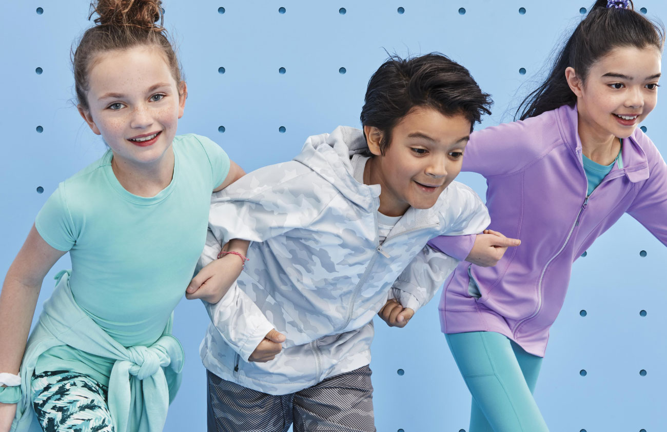Two girls and a boy wear All in Motion activewear