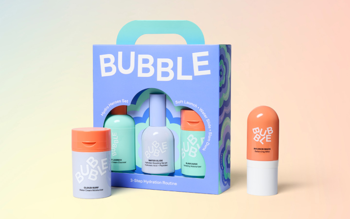 A collection of Bubble skincare items.