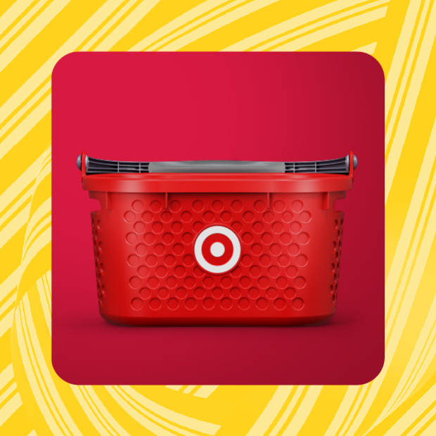 An empty Target basket, waiting to be filled with holiday goodies.